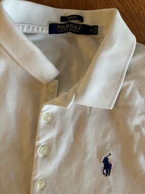 Ralph Lauren White Sleeveless Polo with Navy Pony